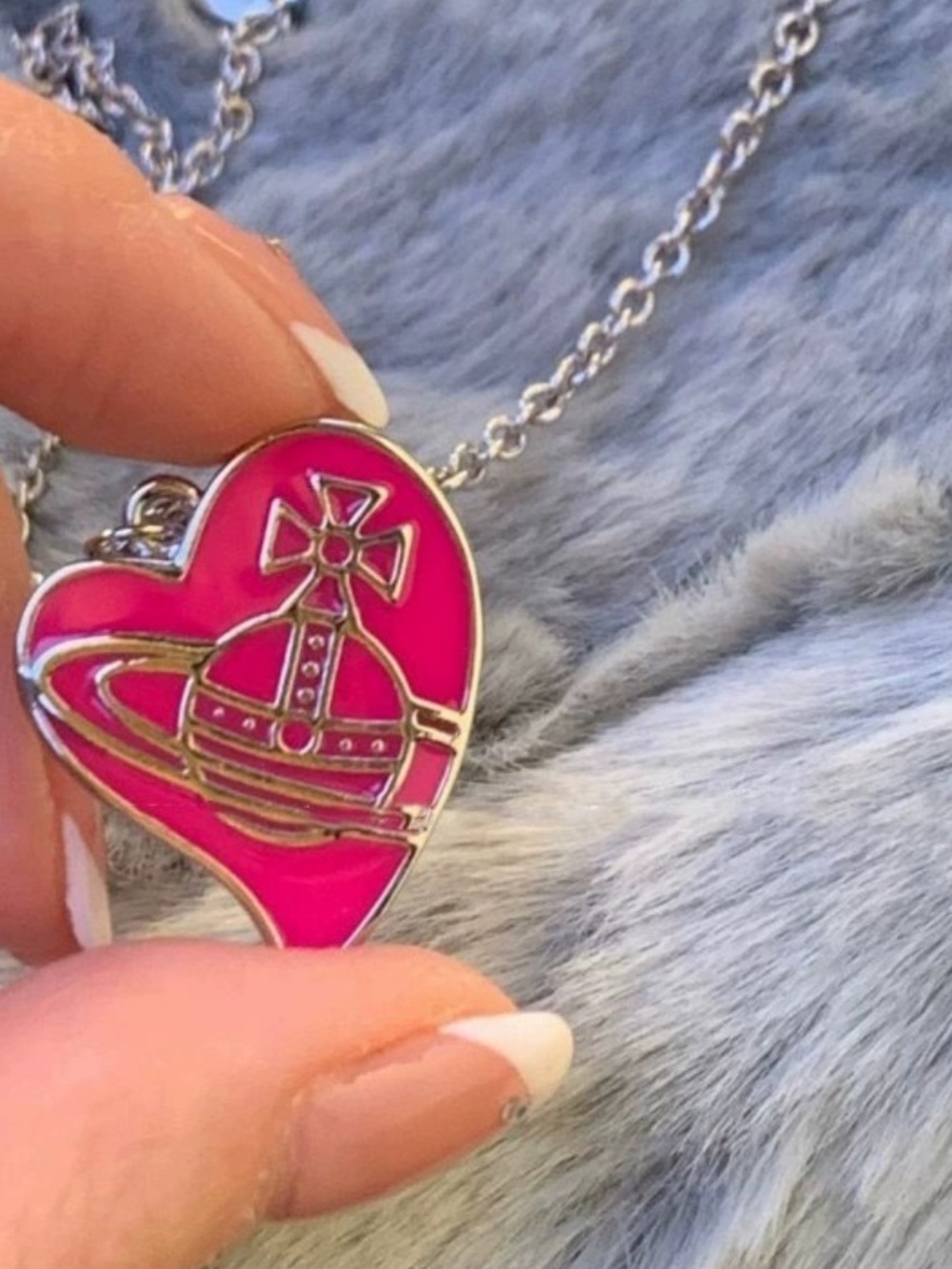 Vivienne Westwood Hot Pink Heart Orb Pendant Necklace